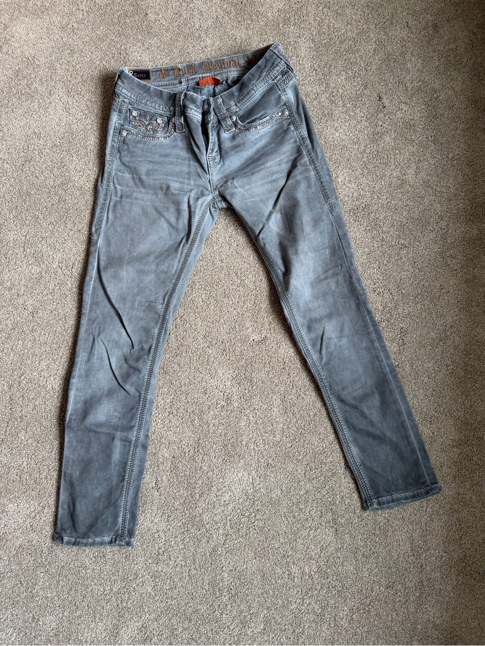 Rock Revival Women's Ankle Cropped Jeans in Faded Gray